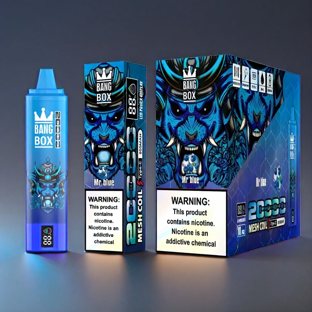 Bang Box Mr Blå 20000 Puffs 35ml 850mah Mesh 0-5% Nic Engros Danmark