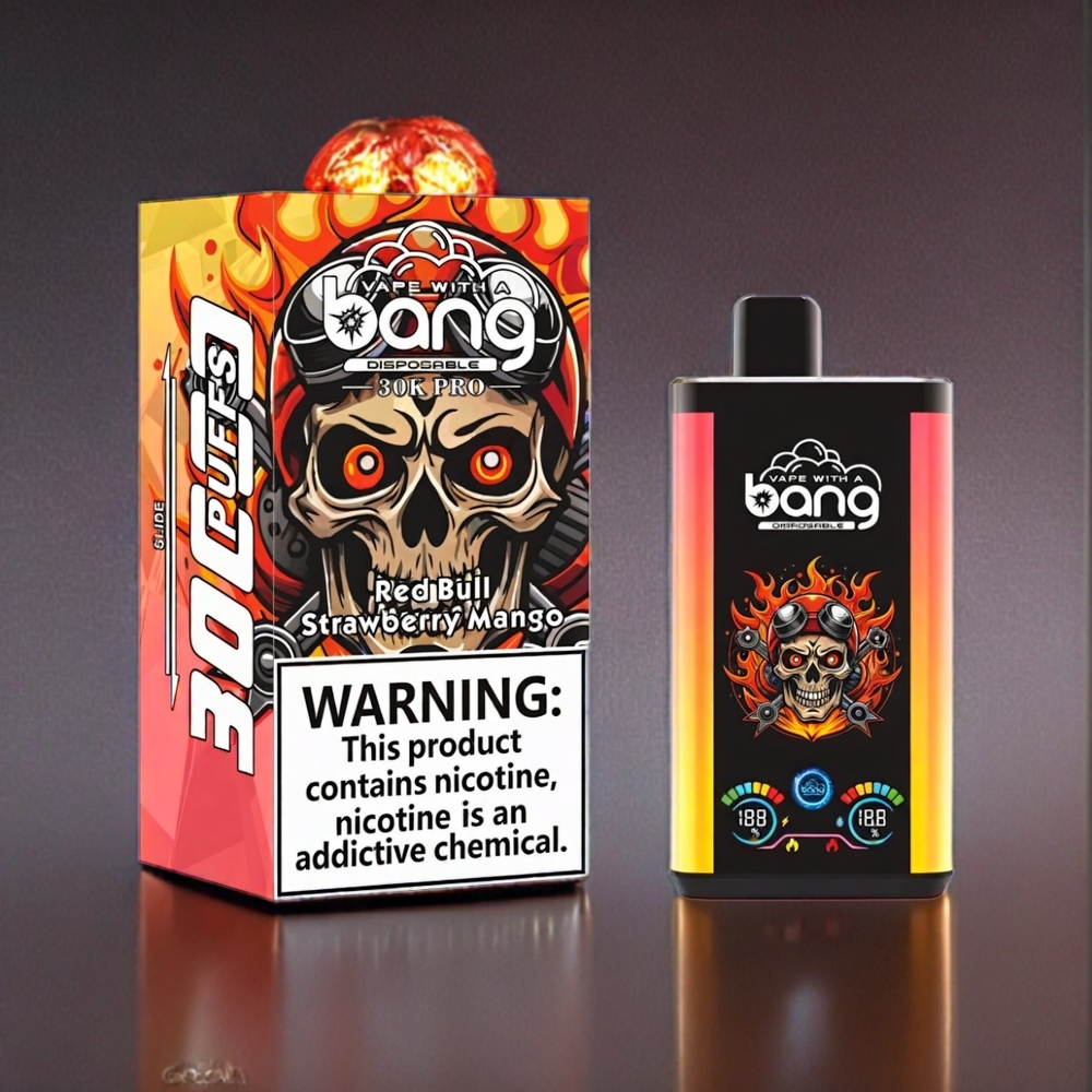 Bang 30K Pro 30000 Puffs Dual-Smag Rød Tyr & Jordbær Mango 36ml 550mAh 0%-5% Engros Danmark