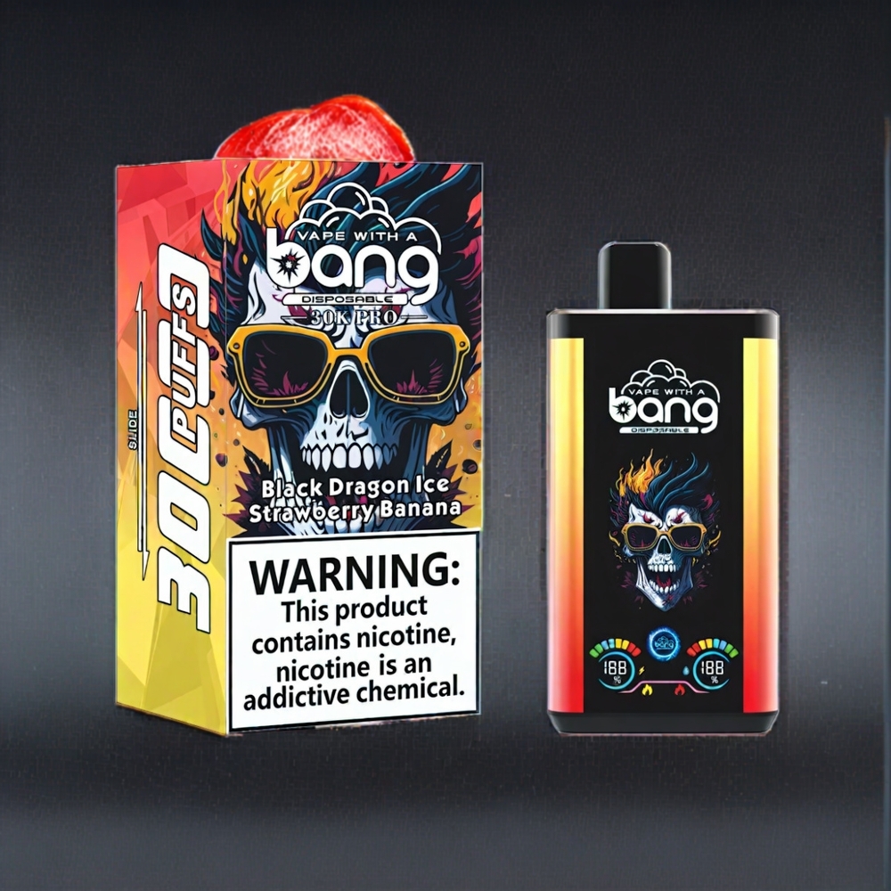Bang 30K Pro 30000 Puffs Dual-Smag Sort Drage Is & Jordbær Banan 36ml 550mAh 0%/2%/3%/5% Engros Danmark
