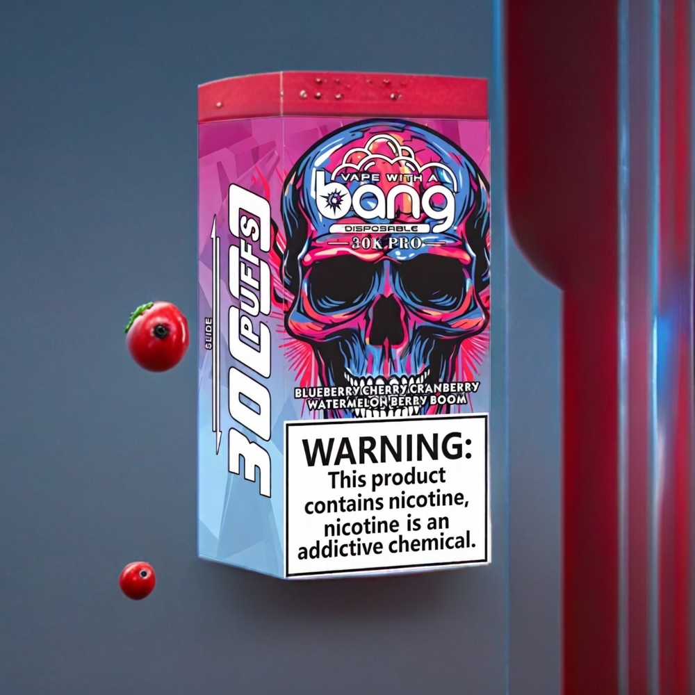 Bang 30K Pro 30000 Puffs Dual-Smag System Blåbær Kirsebær Tranebær & Vandmelon Bær Boom 36ml/550mAh 0%/2%/3%/5% Engros Danmark