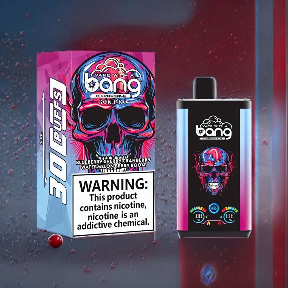Bang 30K Pro 30000 Puffs Dual-Smag System Blåbær Kirsebær Tranebær & Vandmelon Bær Boom 36ml/550mAh 0%/2%/3%/5% Engros Danmark