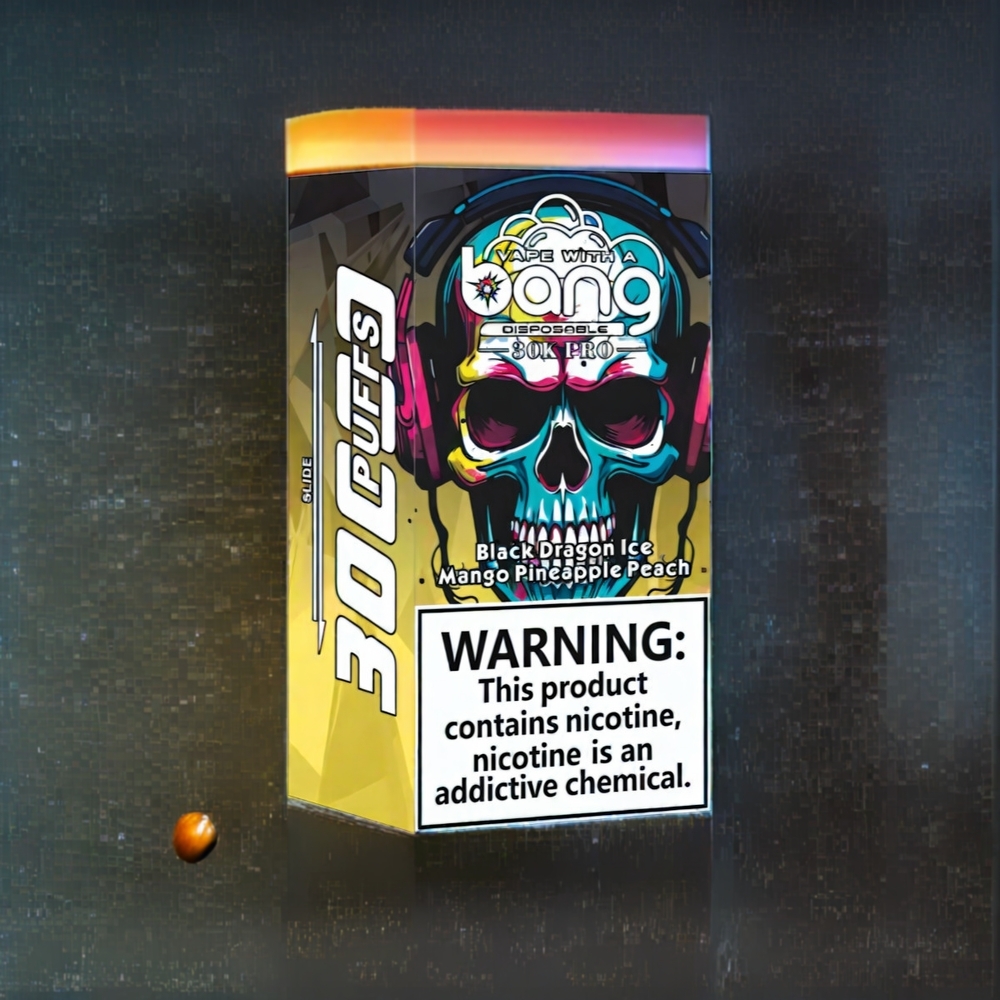 Bang 30K Pro 30000 Puffs Sort Drage Is & Mango Ananas Fersken - 36ml 550mAh 0%/2%/3%/5% Dual-Smagssystem Engros Danmark