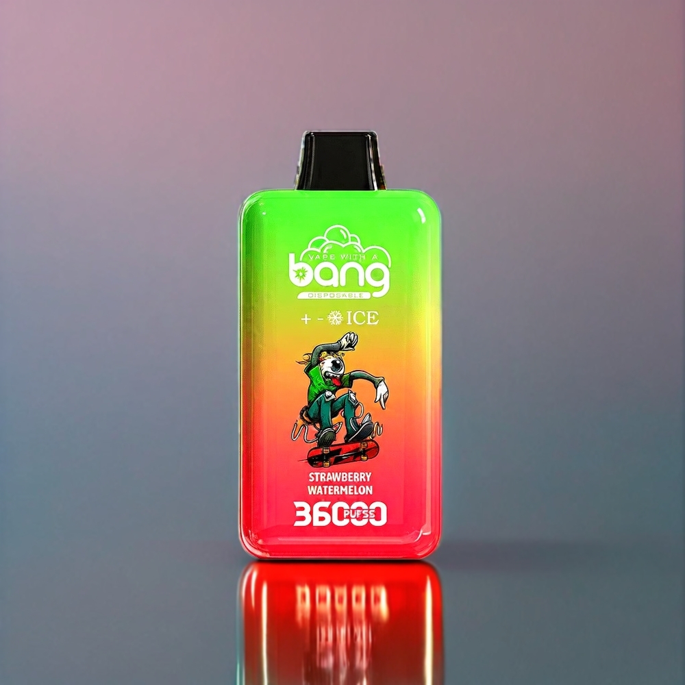 Bang 36000 36000 Puffs 36ml 850 mAh 0%-5% 1.0 Ohm 52 27 110.6MM 121g Jordbær Vandmelon Engros Danmark