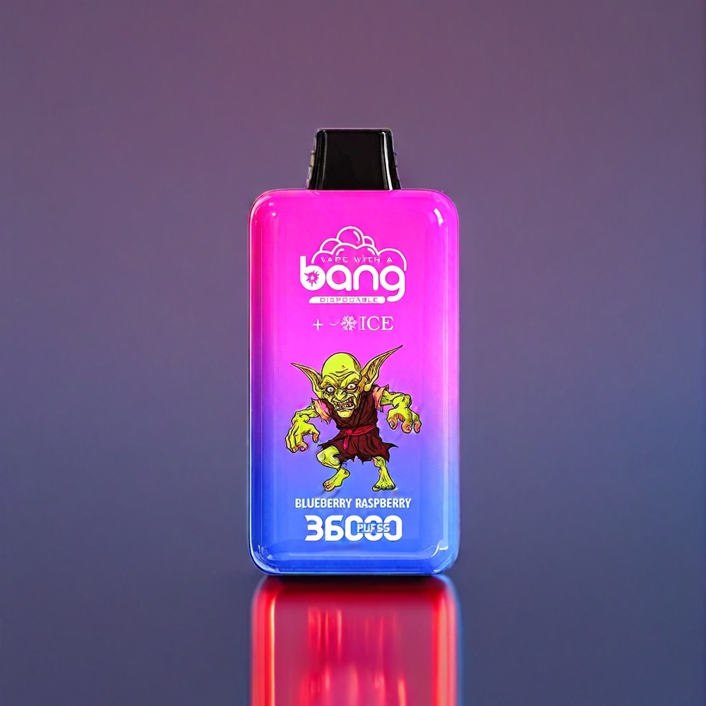 Bang 36000 Blåbær Hindbær 36000 Pust 36ml 850 mAh 0%/2%/3%/5% 1.0 Ohm 52 27 110.6MM 121g Engros Danmark