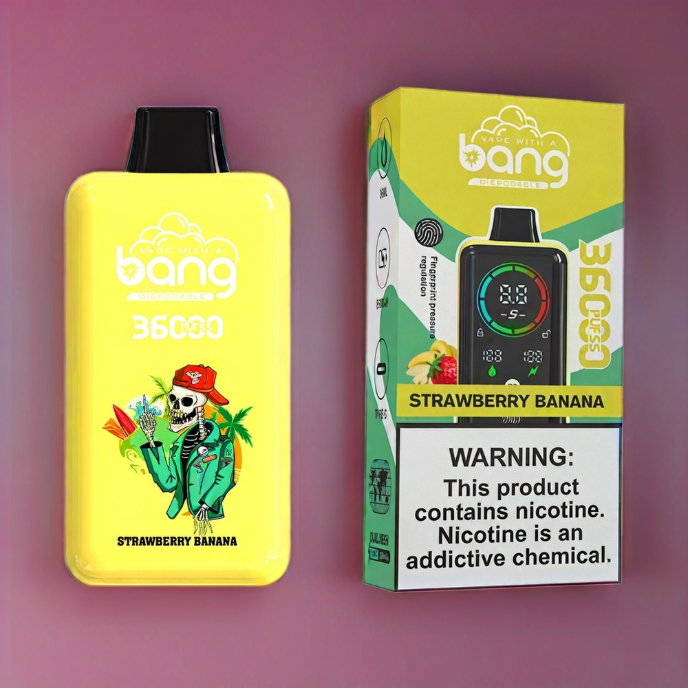 Bang 36000 36000 Pust Jordbær Banan 0% Nikotin 36ml 850mAh Engros Danmark