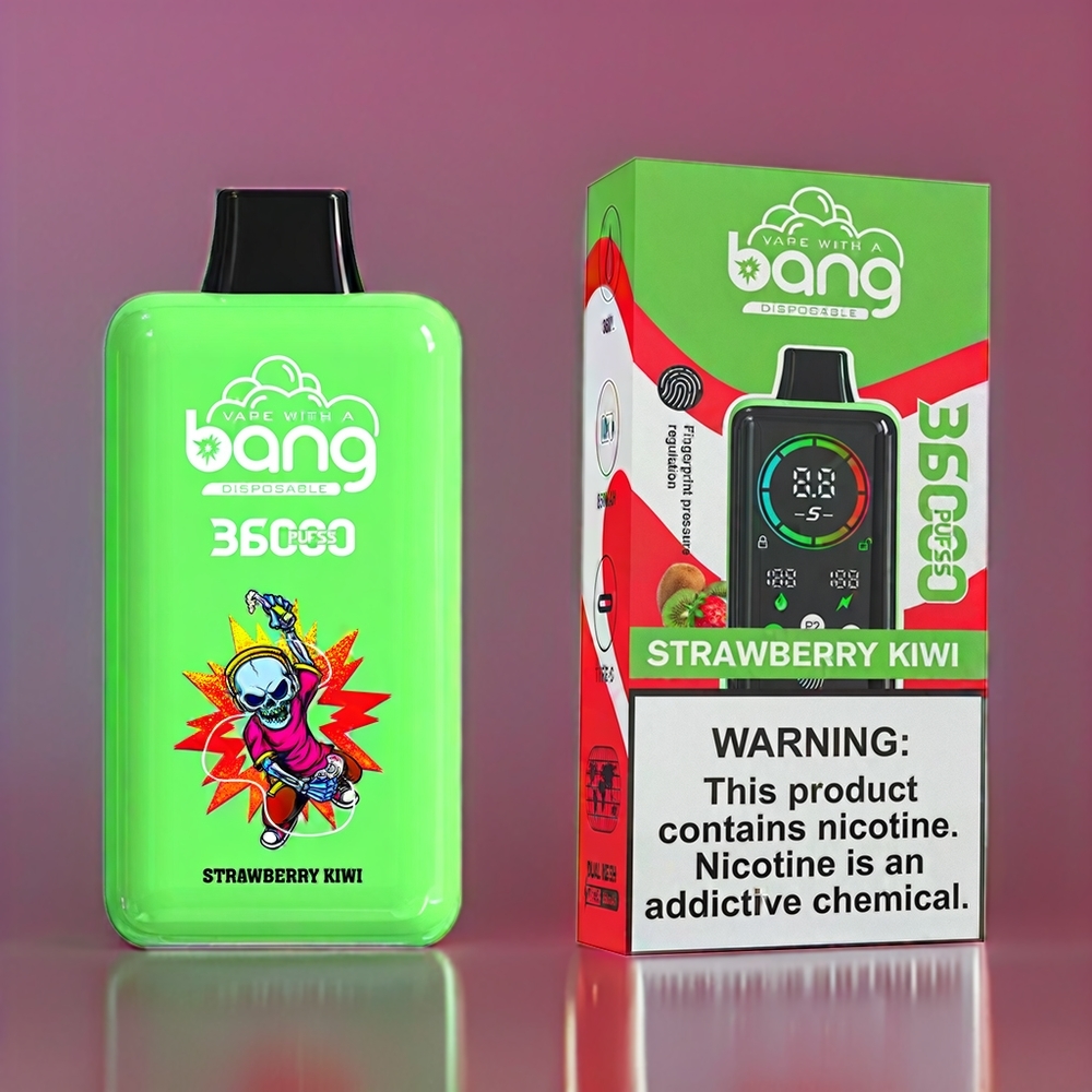 Bang 36000 Power Engangs Vape Jordbær Kiwi 36000 Pust 36ml 5% 850mAh 1.0 Ohm Engros Danmark