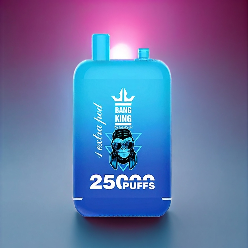 Bang King 25000 Puffs Engangs Vape Blå Hindbær Is - 46ml, 650 mAh, Type-C, 1.0 Ohm, Dual Pod System Engros Danmark