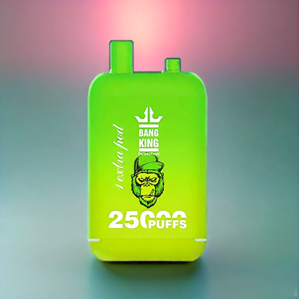 Bang King 25000 Puffs Engangs Vape Sur Æble Is 46ml 650 mAh 0%/2%/3%/5% 1.0 Ohm Type-C Dual Pod System Engros Danmark