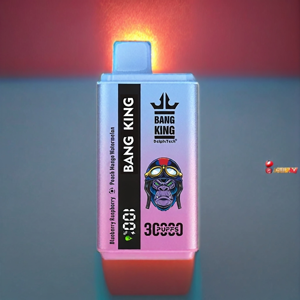Bang King 30000 Puffs Disposable Vape Blåbær Hindbær Fersken Mango Vandmelon 36ml 550mAh 1.2 Mesh Dual Coil Type-C Engros Danmark