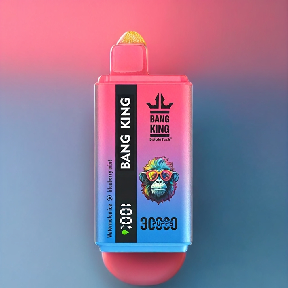 Bang King 30000 Puffs Engangs Vape Vandmelon Is Blåbær Mynte 30000 Puffs 36ml 550mAh 1.2 Mesh Dual Coil Type-C Engros Danmark