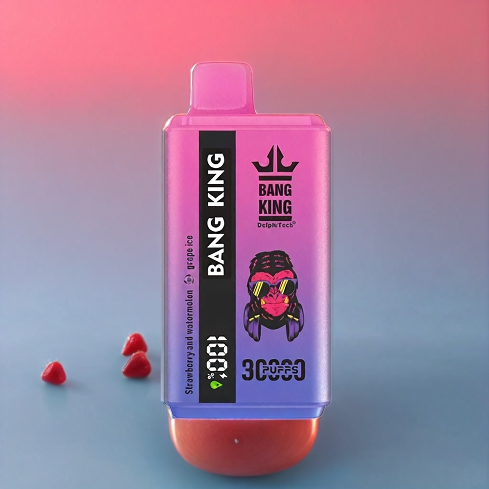 Bang King 30000 Pust Disposable Vape Jordbær Og Vandmelon Drue Is 36ml 550mAh 1.2 Mesh Dual Coil Type-C Engros Danmark