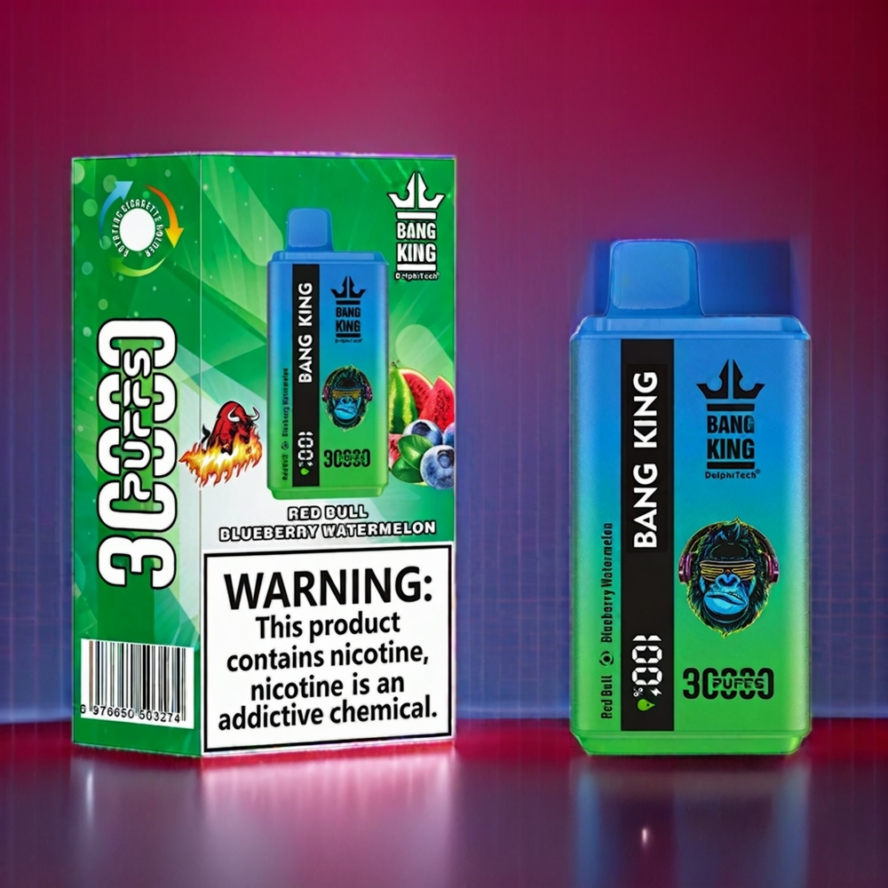 Bang King 30000 Pust Disposable Vape Rød Tyr Blåbær Vandmelon 36ml 550mAh 1.2 mesh dual coil Type-C Engros Danmark