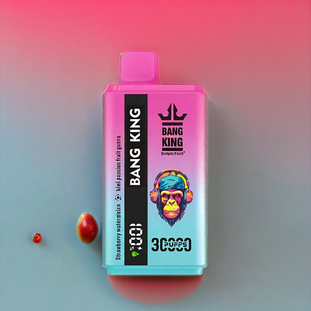 Bang King 30000 Pust Engangs Vape Jordbær Vandmelon Kiwi Passionsfrugt Guava 36ml 550mAh 1.2 mesh dual coil Type-C Engros Danmark