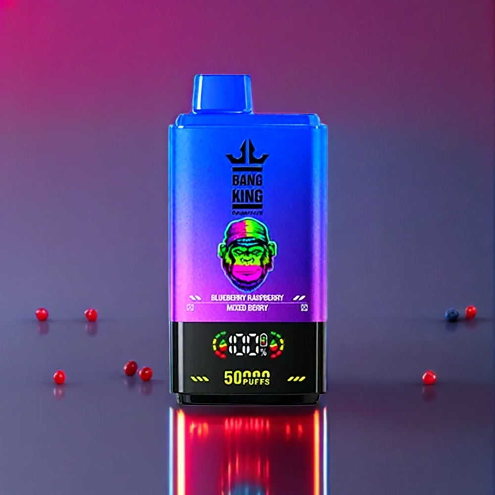 Bang King 50000 Blåbær Hindbær Blandet Bær 50ml 850mAh 1.0 Mesh Coil Type-C Bund Luftflow Justering Engros Danmark
