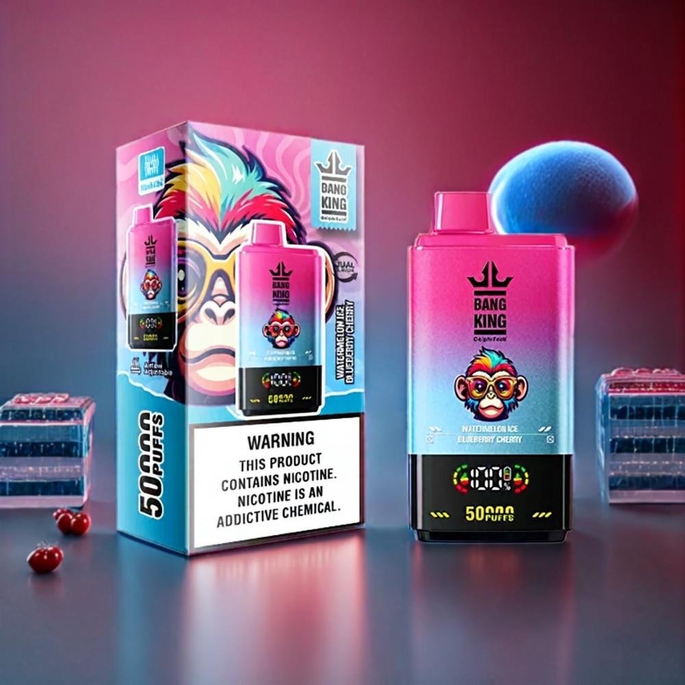Bang King 50000 Disposable Vandmelon Blåbær Kirsebær 50ml 850mAh Type-C Bundluftjustering Engros Danmark