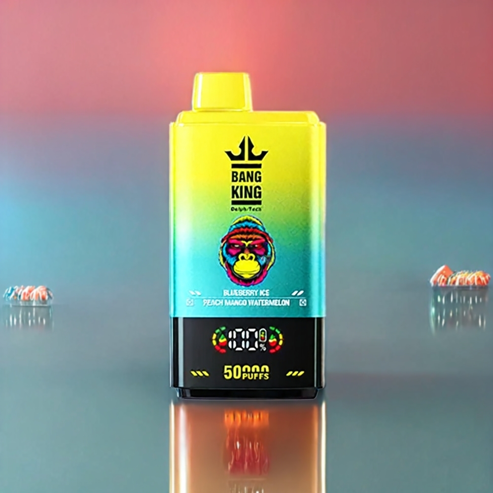 Bang King 50000 Disposable Vape Blåbær Is Fersken Mango Vandmelon 50000 puff 50ml 850mAh 1.0 mesh coil Type-C Bundjustering Engros Danmark