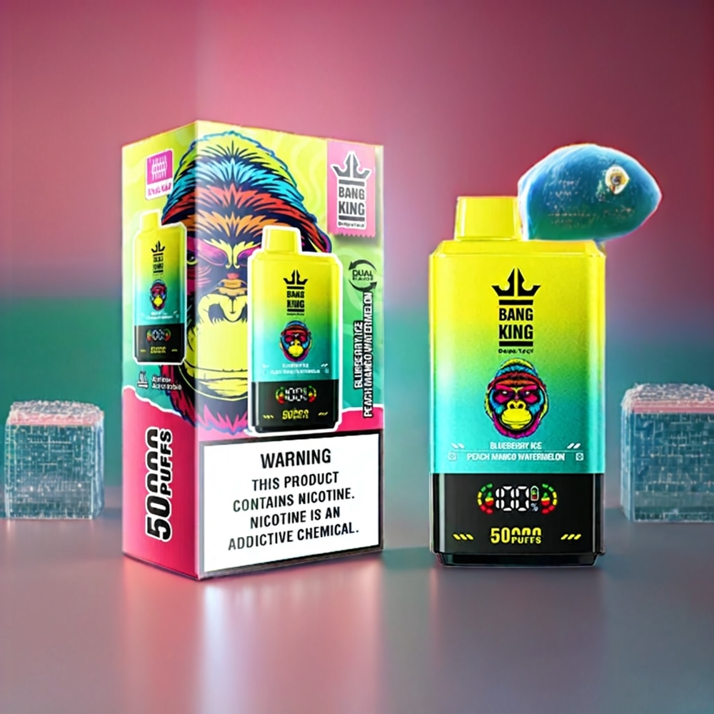 Bang King 50000 Disposable Vape Blåbær Is Fersken Mango Vandmelon 50000 puff 50ml 850mAh 1.0 mesh coil Type-C Bundjustering Engros Danmark