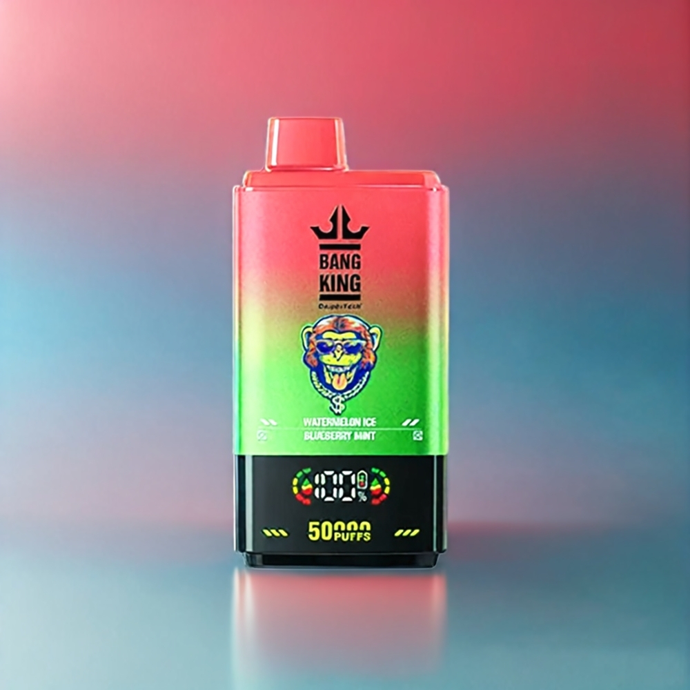 Bang King 50000 Disposable Vape Vandmelon Is Blåbær Mynte 50000 puff 50ml 850mAh 1.0 mesh coil Type-C bundluftsjustering Engros Danmark