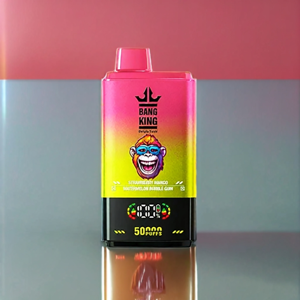 Bang King 50000 Engangs Vape Jordbær Mango Vandmelon Tyggegummi 50000 puff 50ml 850mAh 1.0 mesh coil Type-c bund airflow justering Engros Danmark