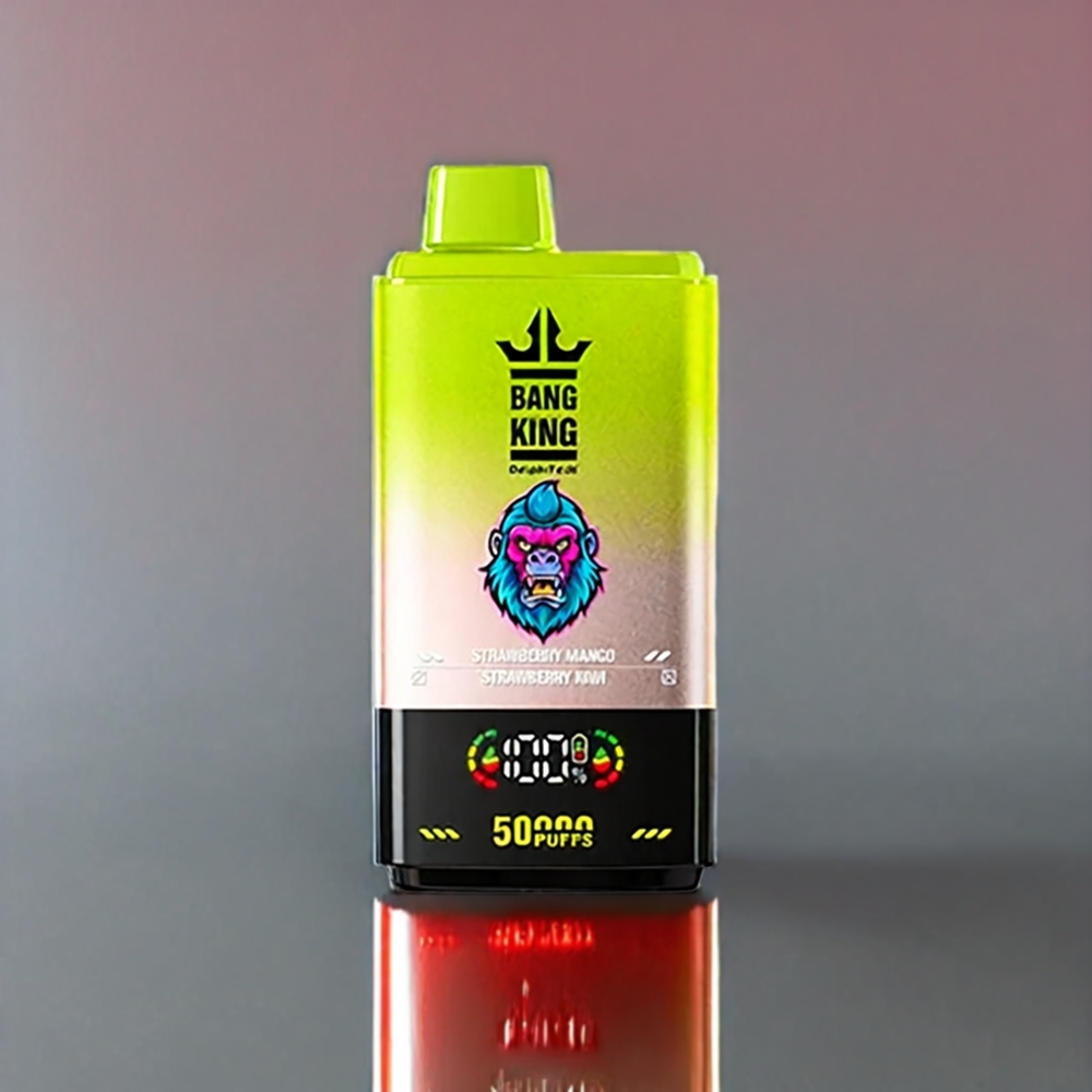 Bang King 50000 engangs vape jordbær mango jordbær kiwi 50000 puf 50ml 850mAh 1.0 mesh coil Type-C bund airflow justering Engros Danmark