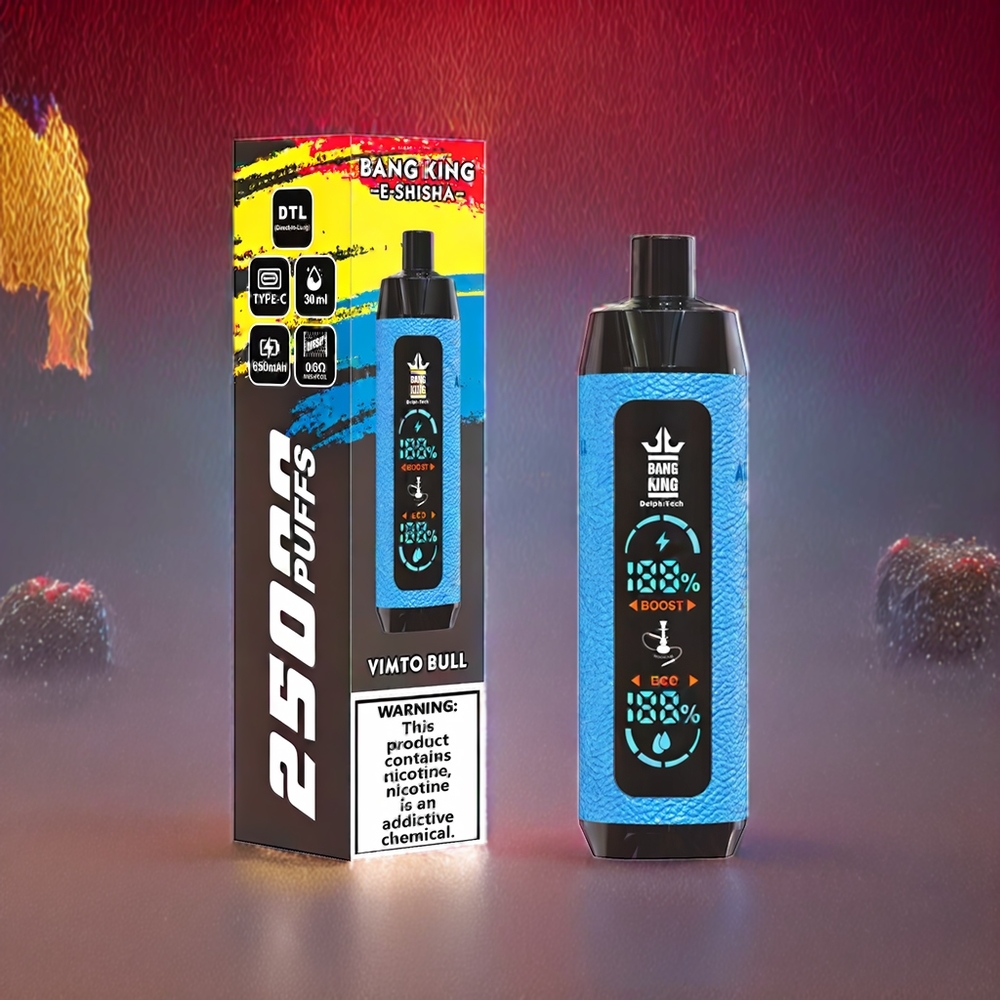 Bang King Shisha 25000 Puffs 30ml 650mAh 0.6 Ohm Type-C 0%/2%/3%/5% Engros Danmark