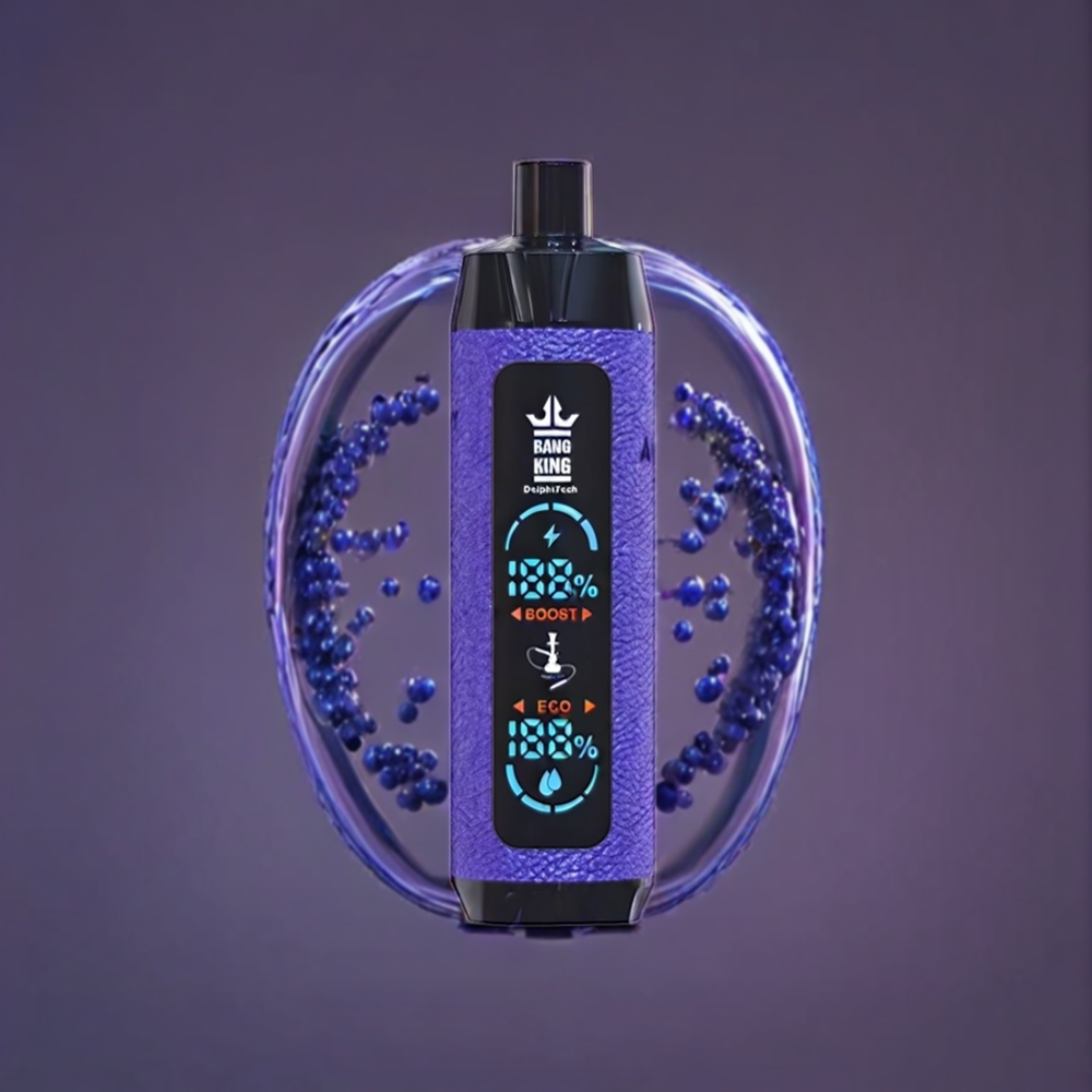 Bang King Shisha 25000 Puffs Engangs Vape Blåbær Drue 30ml 650 mAh 0.6 Ohm Type-C 0%-5% Engros Danmark
