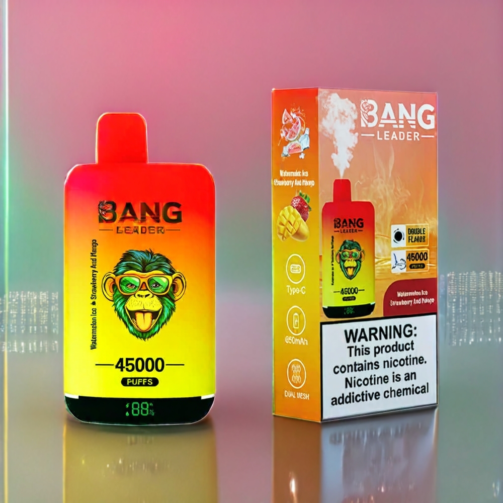 Bang Leader 45000 Pust Skærm Type-C Vandmelon Is Jordbær Mango 0%/2%/3%/5% Engros Danmark