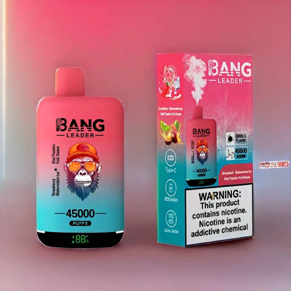 Bang Leader 45000 Pust Smart Skærm Type-C Dual Smag Jordbær Vandmelon Kiwi Passionsfrugt Guava 0%/2%/3%/5% Engros Danmark
