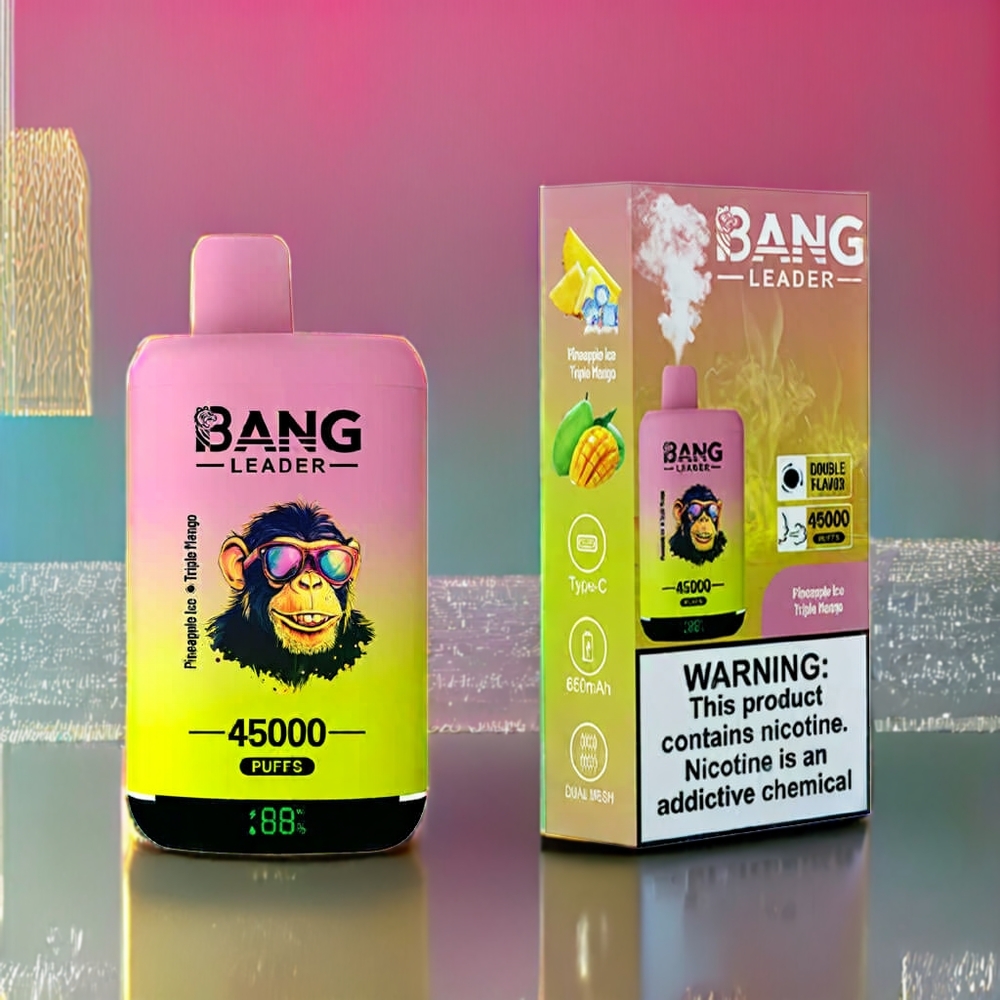 Bang Leader Triple Mango Ananas Is 45000 Pust Smart Skærm Type-C USB Dobbelt Smag 2-i-1 0% 2% 3% 5% Engros Danmark