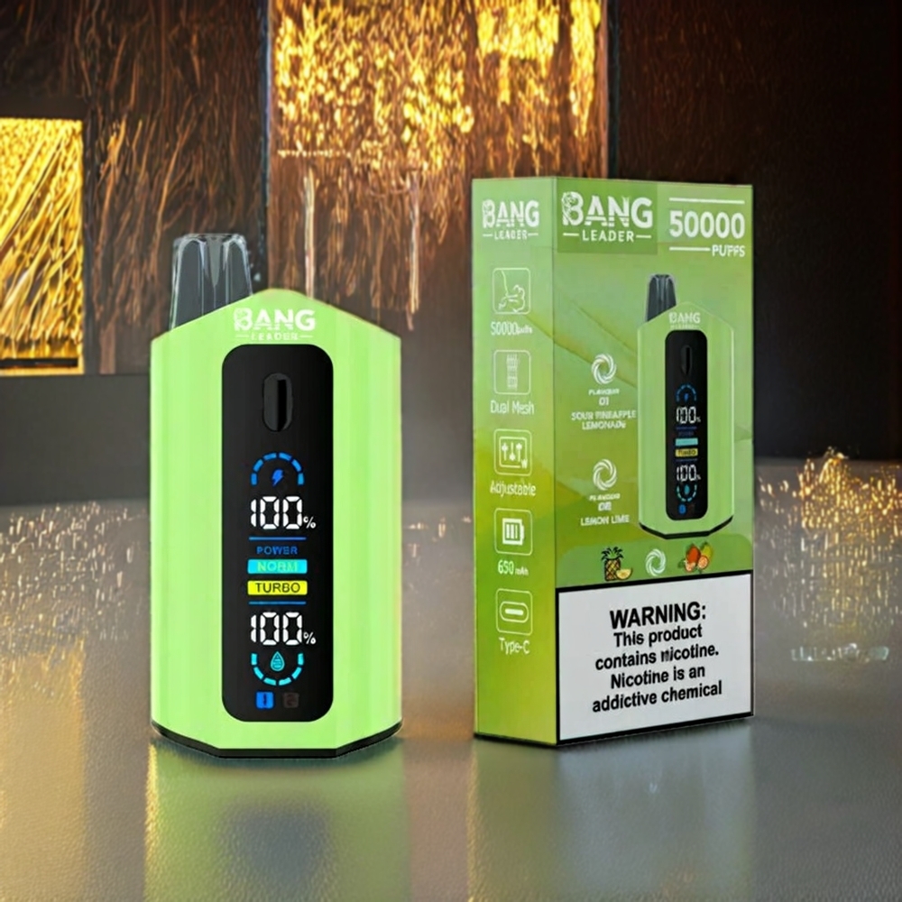 Bang Leader 50000 Puffs Bærbar E-damp Sur Ananas Lemonade Citron Lime 50000 Puffs 13400mAh 36ml Type-C Engros Danmark