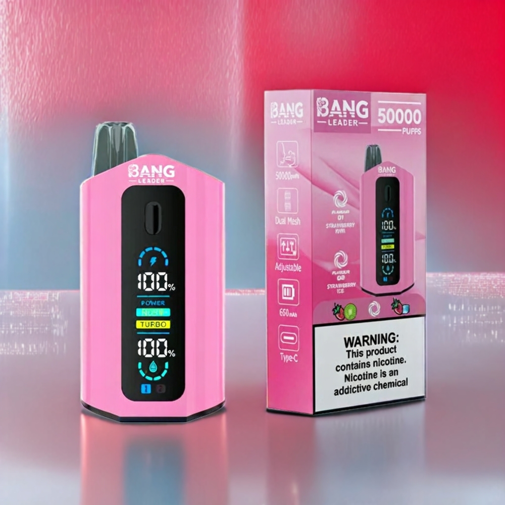 Bang Leader 50000 Pust Engangs Vape Jordbær Kiwi Jordbær Is 13400mAh 36ml Type-C 2-i-1 Engros Danmark