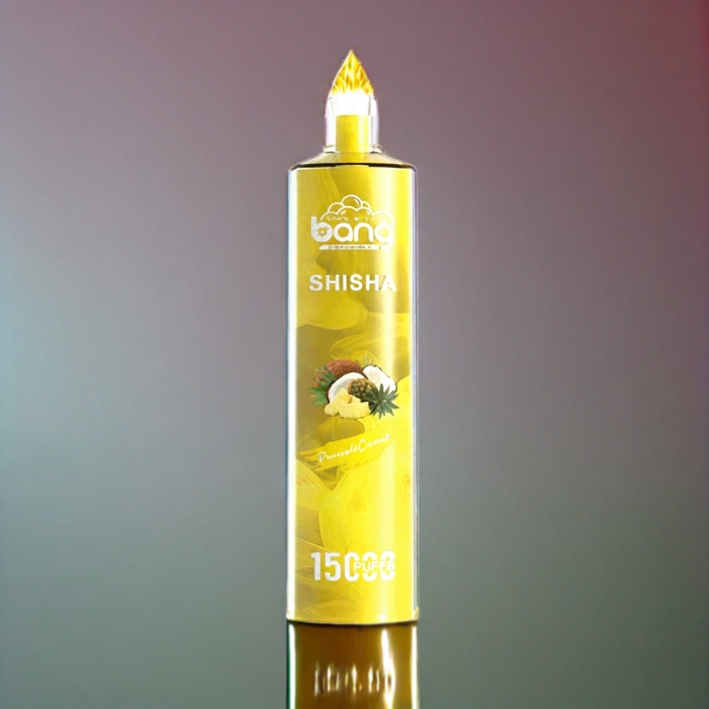 Bang Shisha 15000 Puffs Engangs Vape Ananas Kokos 23ml 600mAh Type-C DTL 0-5% Nicotin Engros Danmark