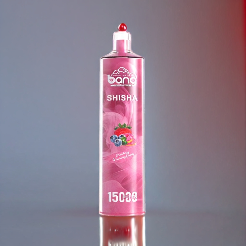 Bang Shisha 15000 Puffs Engangs Vape Jordbær Hindbær Slik 23ml E-væske Type-C Opladning 600mAh Batteri 0/2/3/5% Nikotin DTL Engros Danmark