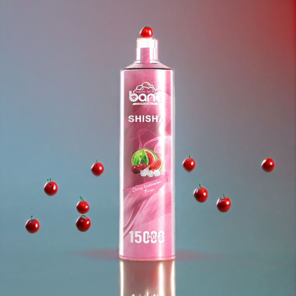 Bang Shisha 15000 Puffs Engangs Vape Kirsebær Vandmelon 23ml E-liquid Type-C Opladning 600mAh Batteri 0%,2%,3%,5% Nikotin DTL Teknologi Engros Danmark