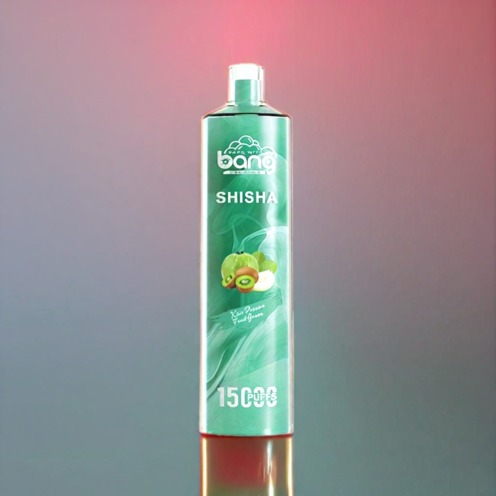 Bang Shisha 15000 Puffs Engangs Vape Kiwi Passionsfrugt Guava 23ml E-væske Type-C Opladning 600mAh Batteri 0%,2%,3%,5% Nikotin DTL Teknologi Engros Danmark