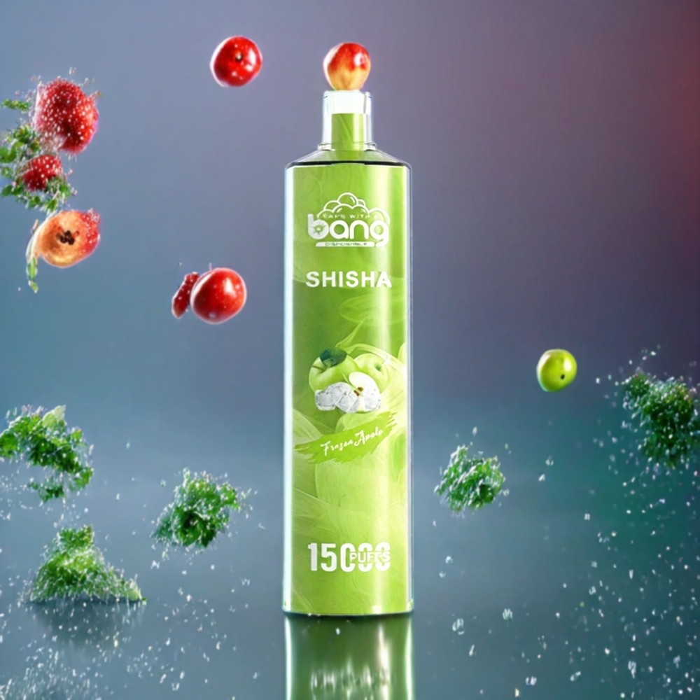 Bang Shisha 15000 Puffs Frostet Æble 23ml Type-C 600mAh 0-5% Nikotin DTL Engros Danmark