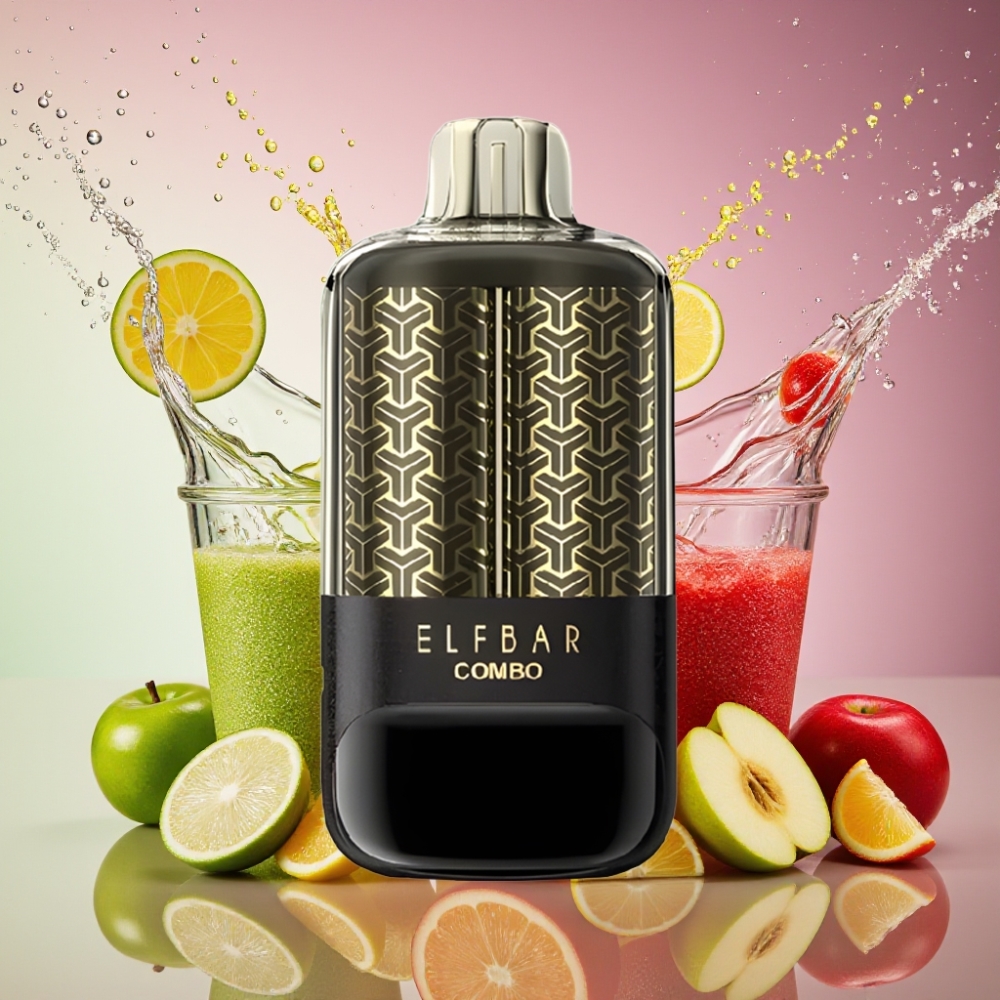 ELF BAR COMBO 25000 Pust 22ml 700mAh 5% Nikotin Type-C Grøn Æble & Dobbelt Æble Shisha 47×28×99mm 15W/35W Dual Luftflow Display Engros Danmark