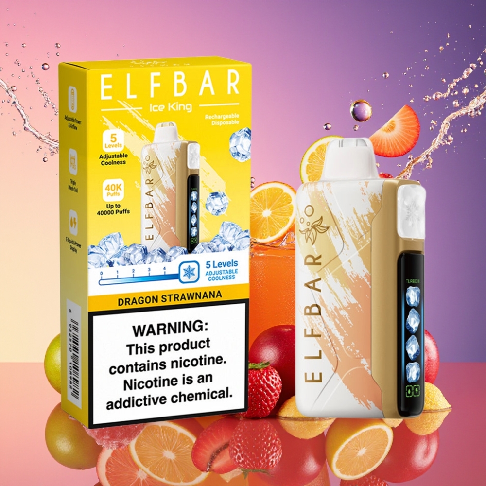 ELF BAR Ice King 40000 Pust Genopladelig 850mAh Batteri Justerbar Køling 5% Nikotin 20ml E-Væske Drage Jordbærbanan parameter combination Engros Danmark