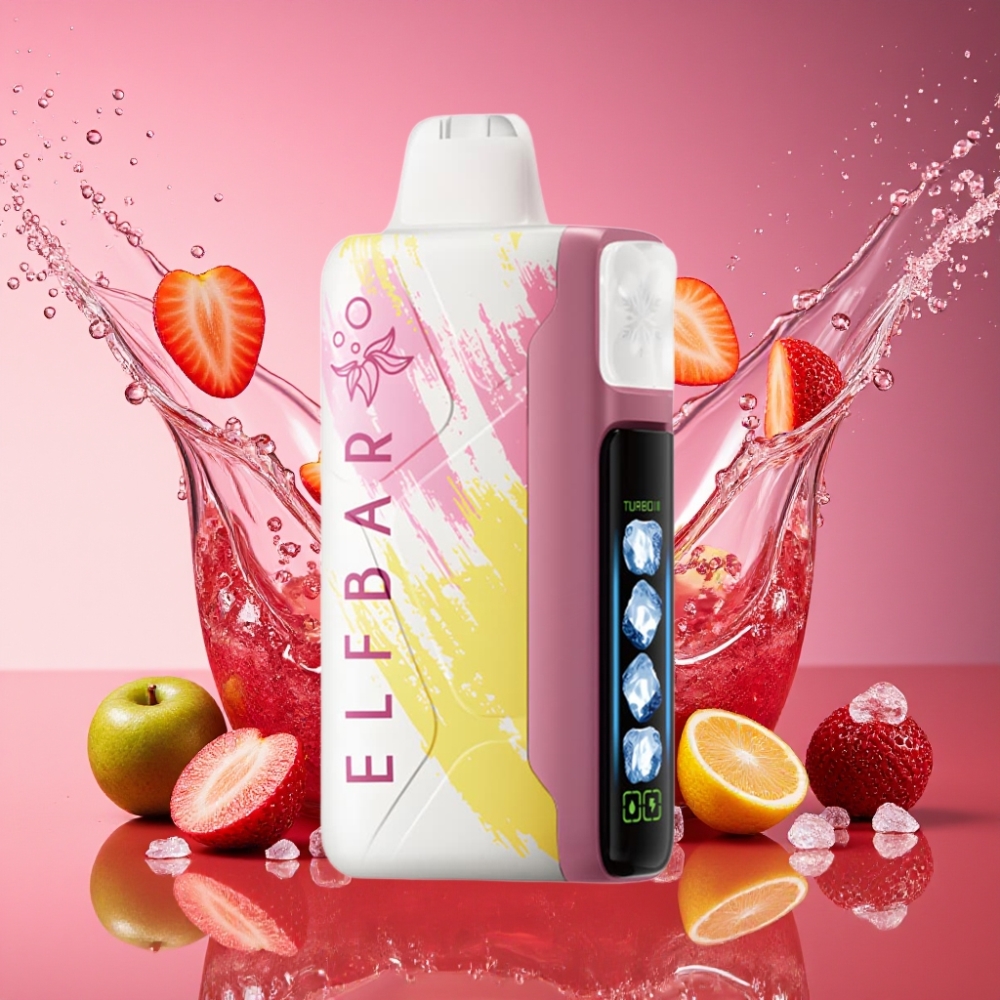 ELF BAR Ice King 40000 Pust Justerbar Køling 20ml 5% Nikotin 850mAh Batteri Cherry Strazz LCD Skærm Engros Danmark