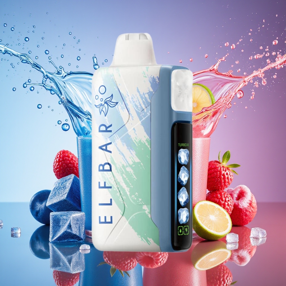 ELF BAR Ice King 40000 Pust Justerbar Køling 20ml 5% Nikotin 850mAh Opladelig Blu Razz Is parameter combination Engros Danmark
