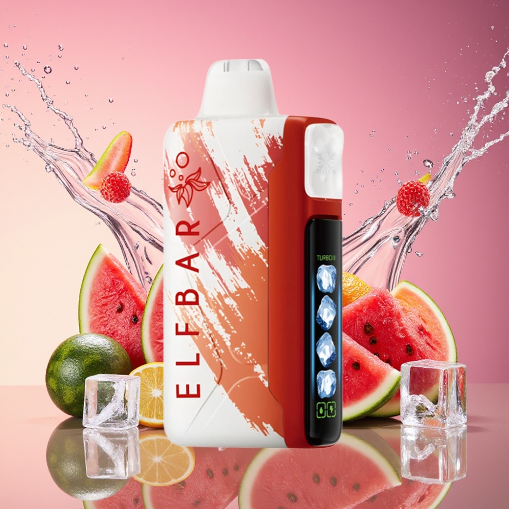 ELF BAR Ice King 40000 Pust Opladningsbar Vandmelon Is 20ml E-Væske 5% Nikotin 850mAh Batteri Justerbar Køling Dual Luftflow LCD Skærm Engros Danmark