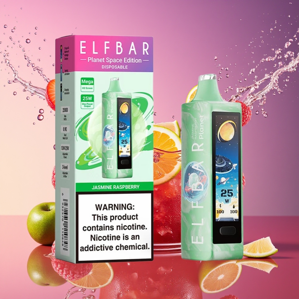 ELF BAR Planet 25000 Puffs Engangs Vape Jasmin Hindbær 5% Nikotin 18ml 800mAh Mesh Engros Danmark