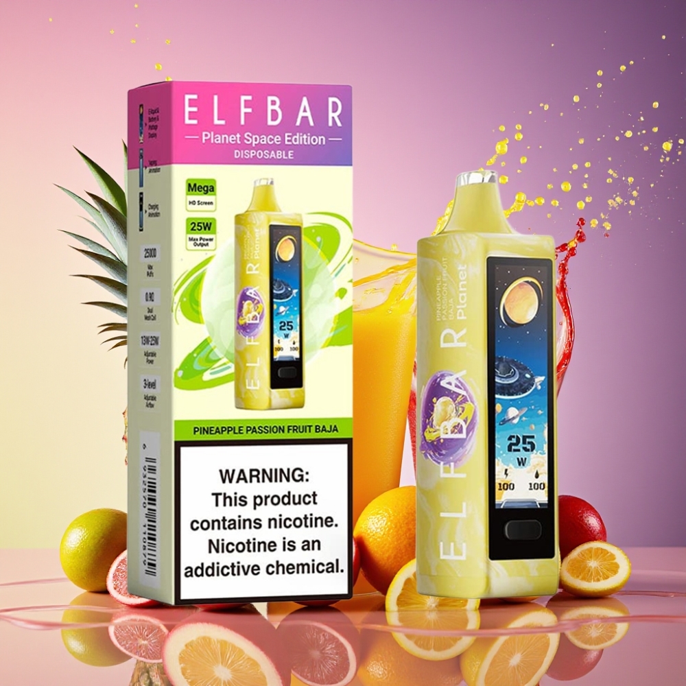 ELF BAR Planet 25000 Puffs Genanvendelig Vape Ananas Passionfrugt Baja 5% 50mg 18ml 800mAh Mesh Engros Danmark