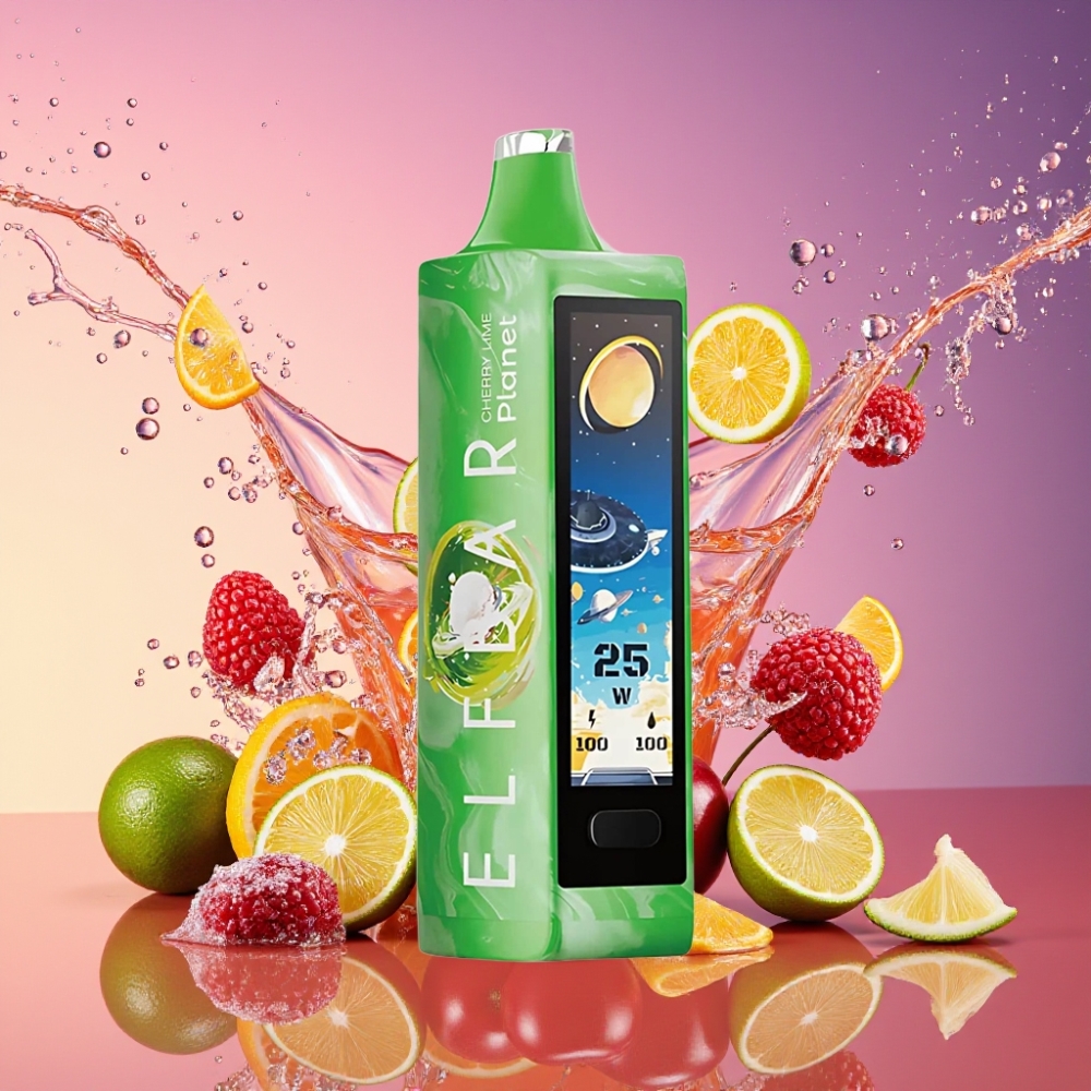 ELF BAR Planet 25000 Puffs Genanvendelig Vape Kirsebær Lime Nikotin 5% - 50mg/18ml/800mAh Mesh Engros Danmark