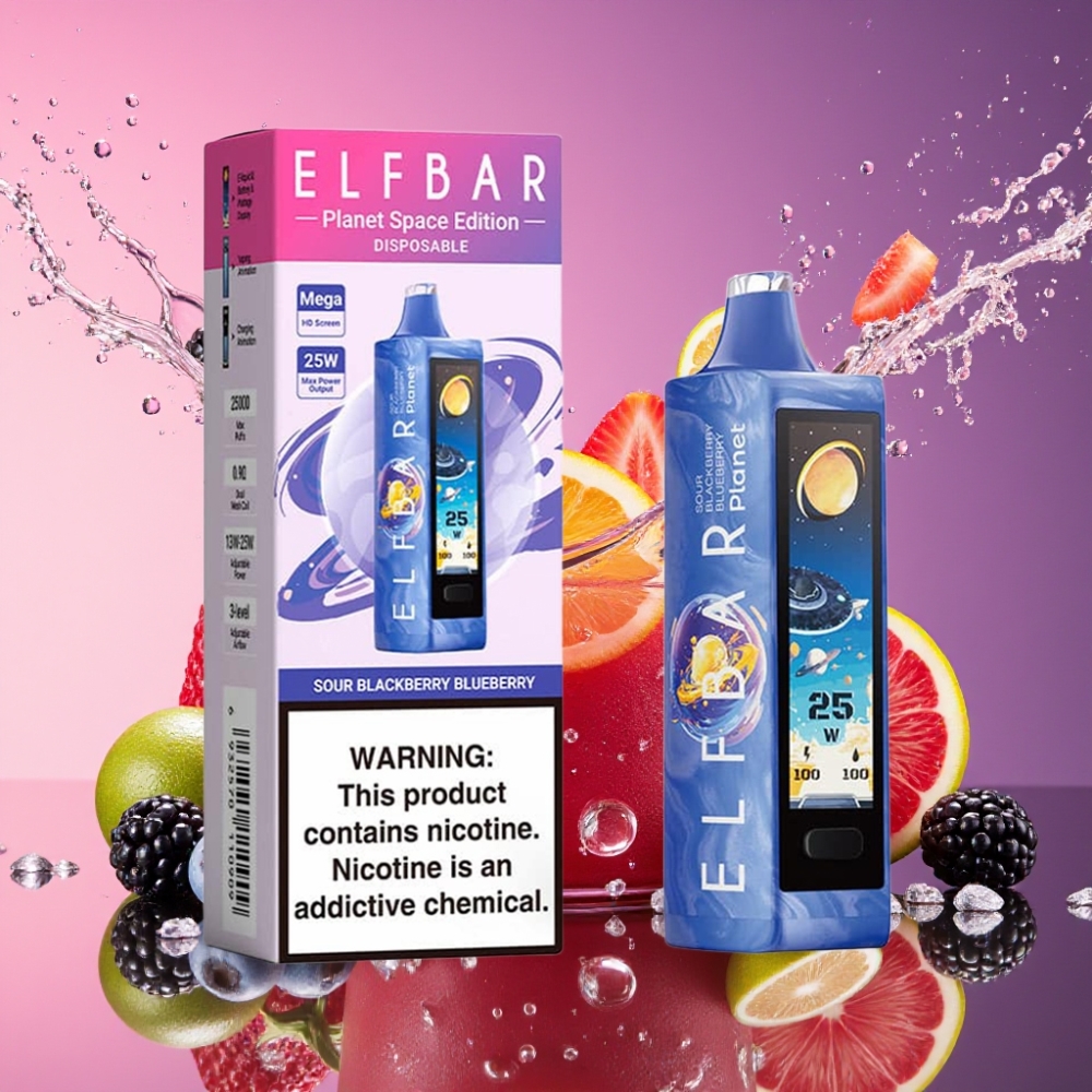 ELF BAR Planet 25000 Puffs Genanvendelig Vape Sur Hindbær Blåbær 5% 50mg 18ml 800mAh Mesh Engros Danmark