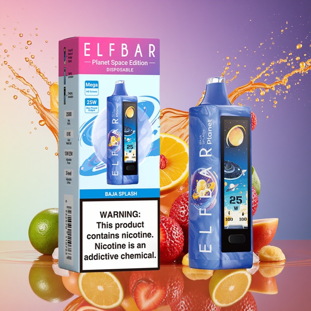 ELF BAR Planet 25000 Puffs Genopfyldelig Vape Baja Splash 5% 50mg 18ml 800mAh Mesh Engros Danmark