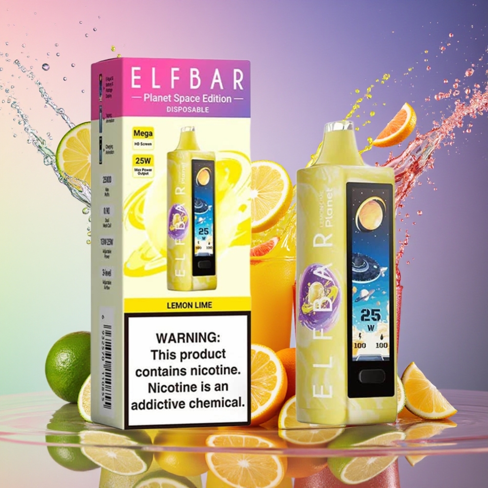 ELF BAR Planet 25000 Puffs Genopladelig Vape Citron Lime 5% Nikotin 18ml 800mAh Mesh Engros Danmark