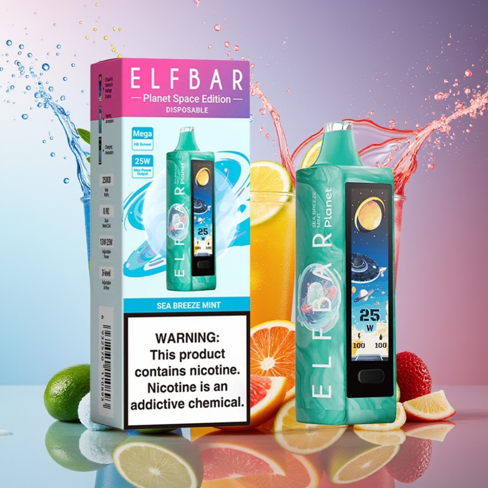 ELF BAR Planet 25000 Puffs Havbris Mynte 5% 50mg 18ml 800mAh Mesh Engros Danmark
