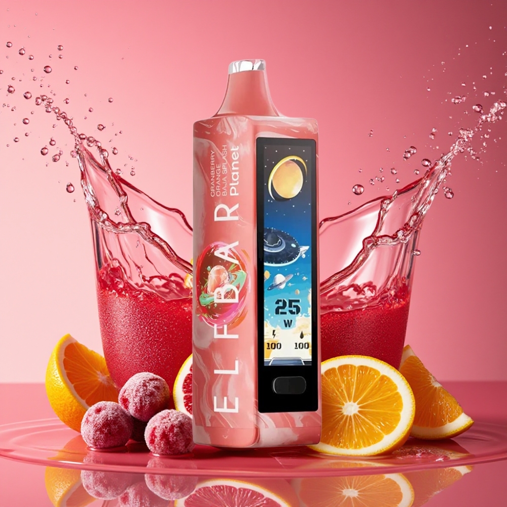 ELF BAR Planet 25000 Pust Genopladelig Disposable Vape Tranebær Orange Baja Splash 5% 50mg 18ml 800mAh Mesh Engros Danmark