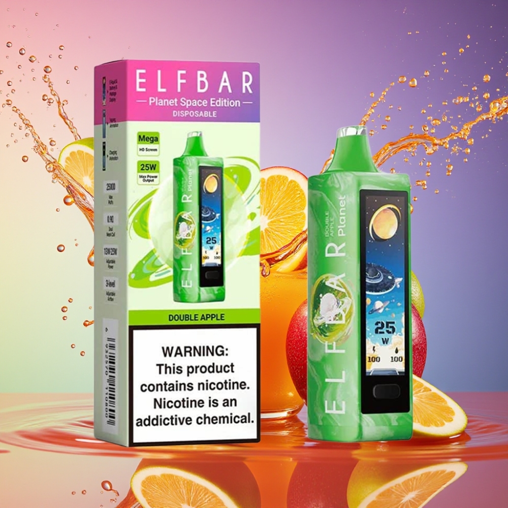 ELF BAR Planet 25000 Pust Genopladelig Engangs Vape Dobbelt Æble 5% 50mg 18ml 800mAh Mesh Engros Danmark
